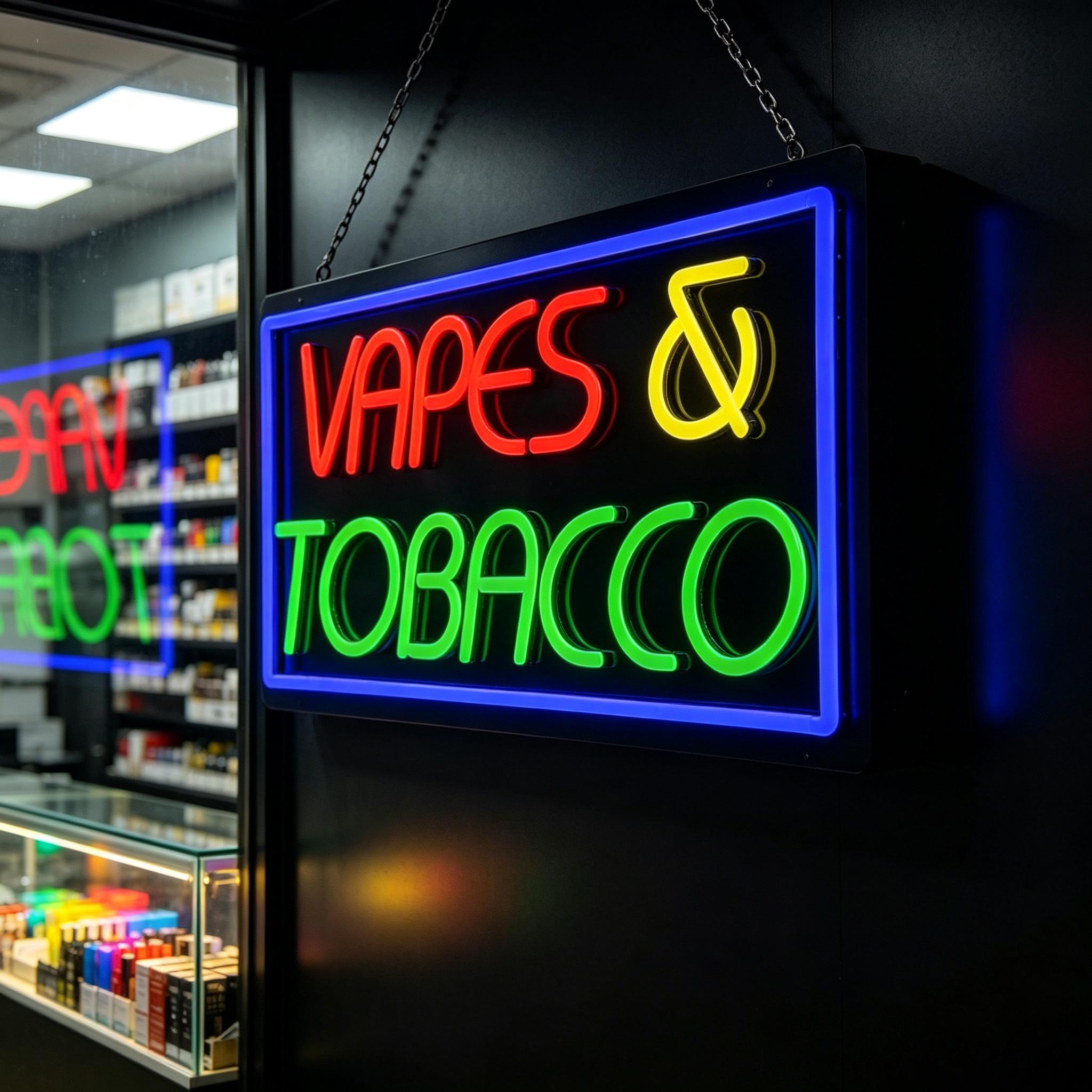 Tobacco and Vape Neon Sign USB - đánh giá và giá Vaping Store